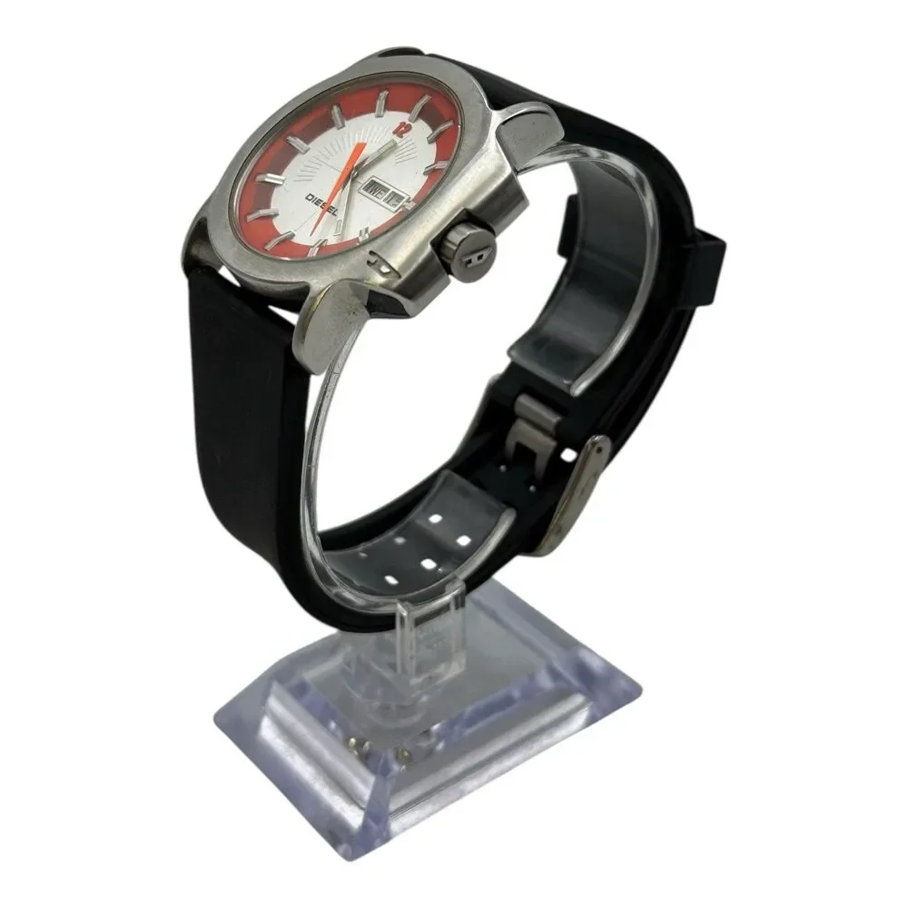 Diesel Watch Series 111 DZ-4035 Orange Mens Black Rubber Band